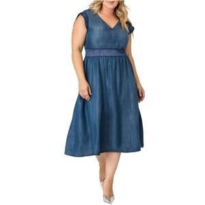 STANDARDS & PRACTICES Women Dress Size 18W A-Line Petal Sleeve Lace Insert FLAW